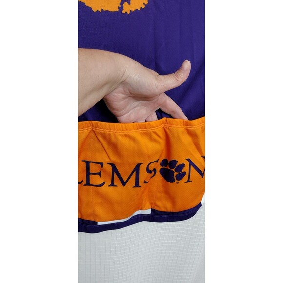 Clemson Tiigers XL Cycling Jersey Orange White Full Zip Pockets Reflector SEE - Picture 7 of 11